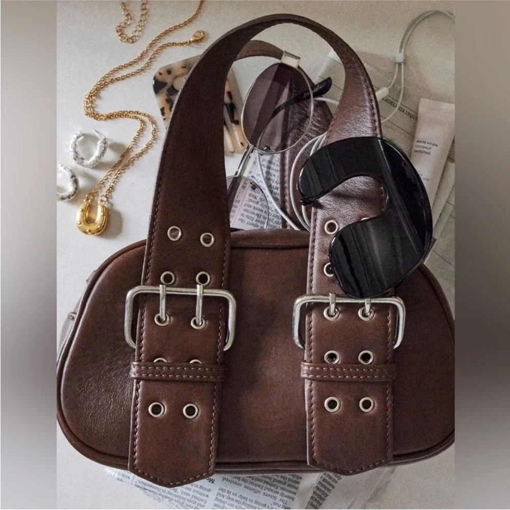 NWT Free People Say Yes Leather Bag - Espresso Brown